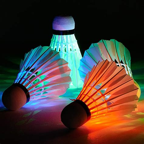 LED Badminton Shuttlecock 4-piece 4Pcs Colorful Badminton Shuttlecocks ...