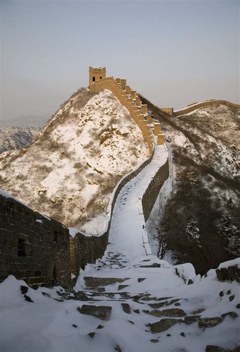 Great Wall of China in Winter Stock Photo - Image of wall, snow: 3580432