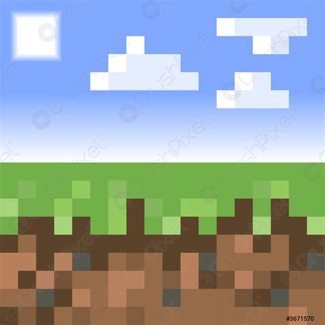 Pixel minecraft style land background Concept of game ground pixelated ...