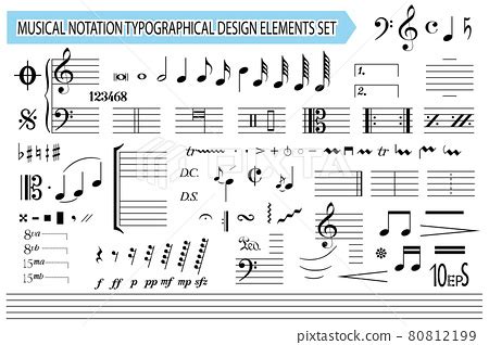 Musical notation, notes, music symbols and... - Stock Illustration ...