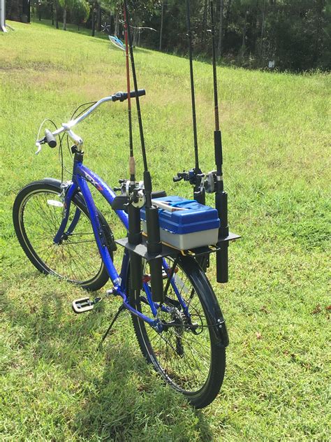 DIY rack for rod and reels and tackle box I made for my bike to fish ...