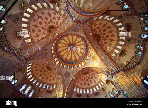 Interior of the Sultan Ahmed Mosque (Sultanahmet Camii) or Blue Mosque ...