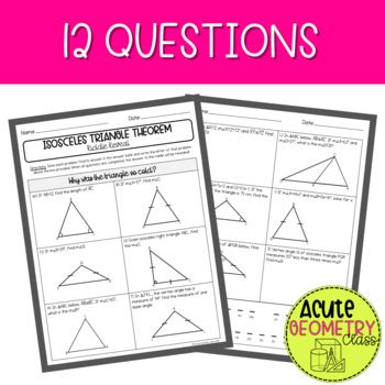 Isosceles Triangle Theorem Worksheet - Self Checking Riddle | TPT