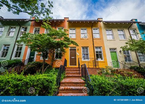 Colorful Row Houses in Georgetown, Washington, DC Stock Image - Image ...