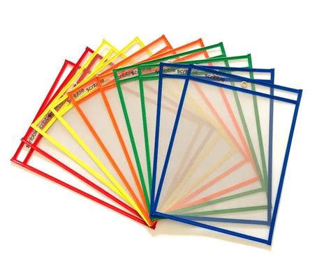 Dry Erase pockets - Pack of 10 Assorted Colours 5060250437518 | eBay | Dry erase, Plastic sheet ...