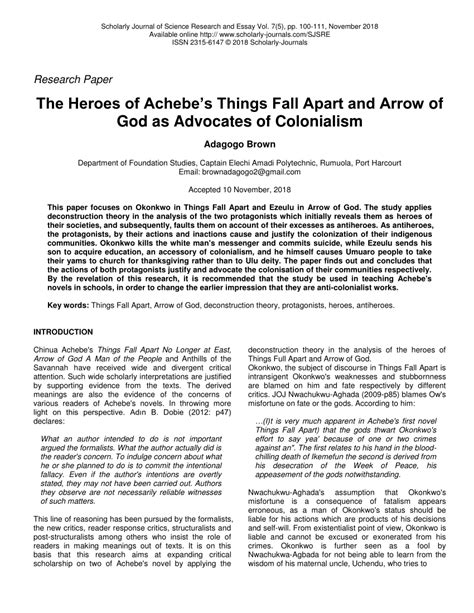 (PDF) The Heroes of Achebe's Things Fall Apart and Arrow of God as ...