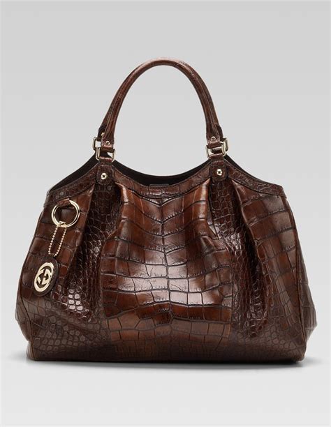 Gucci Tote in Brown Crocodile Leather Bag - YusraBlog.com