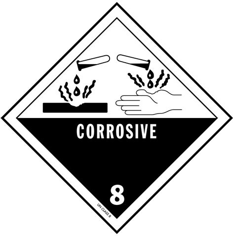 D.O.T. Corrosive Label for Hazardous Materials - Class 8