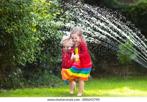 Child Playing Garden Sprinkler Preschooler Kid Stock Photo 388643740 ...