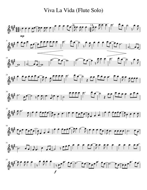 Viva La Vida Flute Solo Sheet music for Flute | Download free in PDF or ...