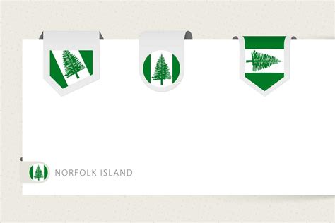 Label flag collection of Norfolk Island in different shape. Ribbon flag template of Norfolk ...