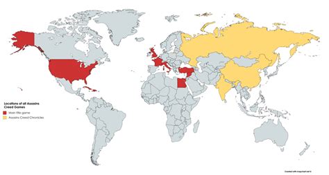 Locations of all Assassins Creed Games[6460x3455] : MapPorn