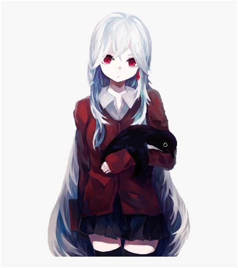 Anime Girl White Hair Red Eyes, HD Png Download , Transparent Png Image ...