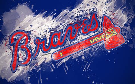 Download wallpapers Atlanta Braves, 4k, grunge art, logo, american baseball club, MLB, blue ...