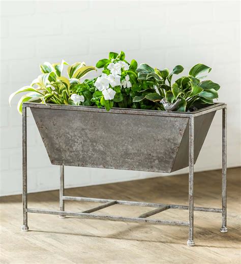 Raised Galvanized Metal Planter with Bird Accent | Versatile Home Decor ...