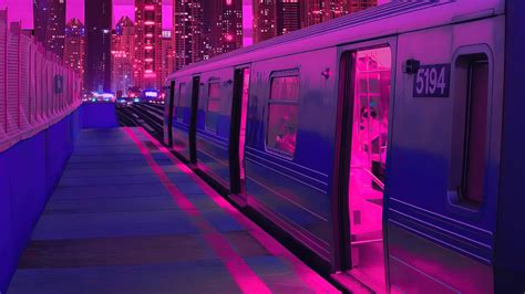 1920x1080 Train Neon Synthwave Buildings 5k Laptop Full HD 1080P ,HD 4k ...