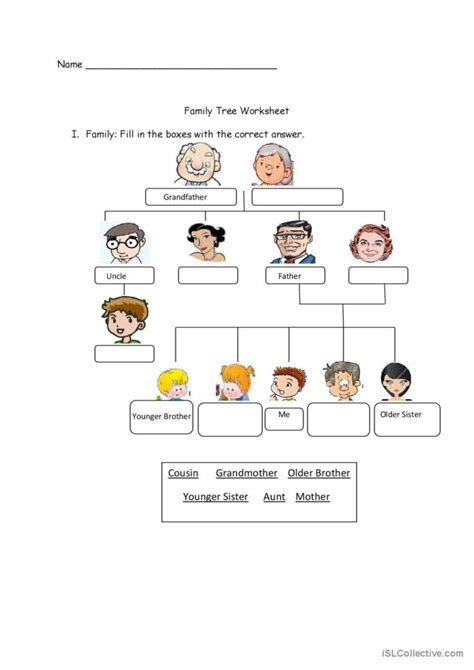 Family Tree Worksheet: English ESL worksheets pdf & doc