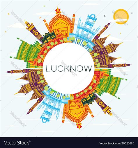 Lucknow india city skyline with gray buildings Vector Image