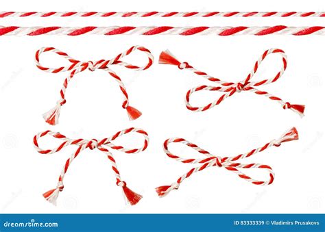 Bow of Red White String, Twine Rope Decoration, Twisted Thread Stock ...