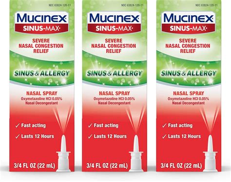 Amazon.com: Mucinex Sinus-Max Nasal Spray for Sinus & Allergy (.75 oz Bottle), Fast-Acting ...