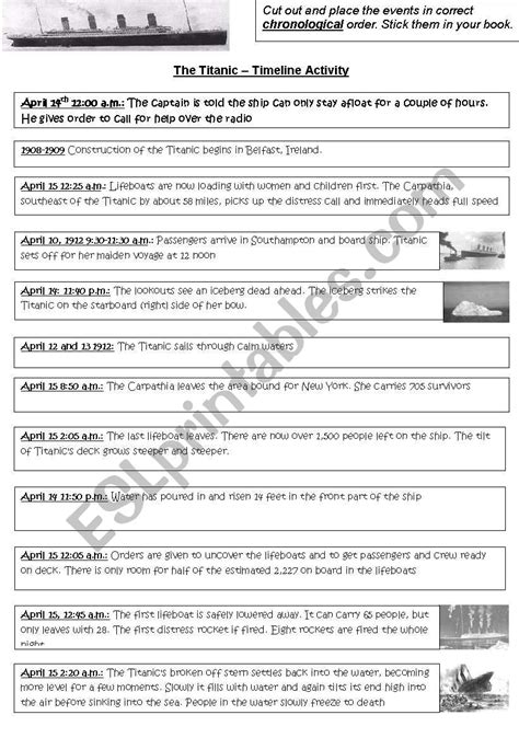 Titanic Timeline - ESL worksheet by lecubitt