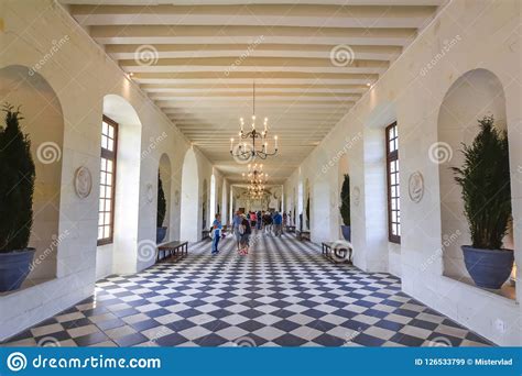 Grand Gallery Interior of Chenonceau Castle in Loire Valley, France ...