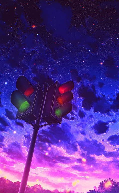 🔥 Free download Traffic light evening beautiful sky anime 950x1534 wallpaper [736x1188] for your ...