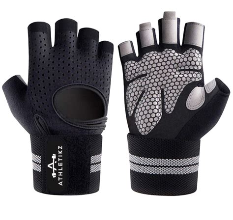 Atheltikz Gym Gloves/ Lifting Gloves - Padded - Wrist Strap Secure ...