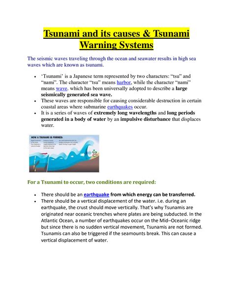 SOLUTION: Tsunami and its causes - Studypool