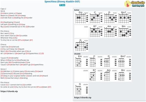 Chord: Speechless (Disney Aladdin OST) - tab, song lyric, sheet, guitar, ukulele | chords.vip