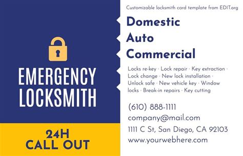 Templates for Locksmith business cards, ads, and coupons