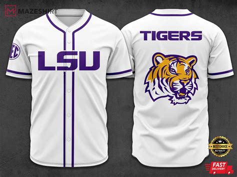 LSU Tigers Baseball Jersey White and Purple