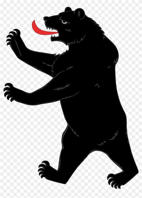 a black bear with a red toothbrush in its mouth, on a transparent ...