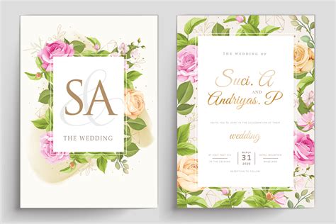 Hand Drawn Rose Wedding Card Set Graphic by lukasdedi store · Creative Fabrica