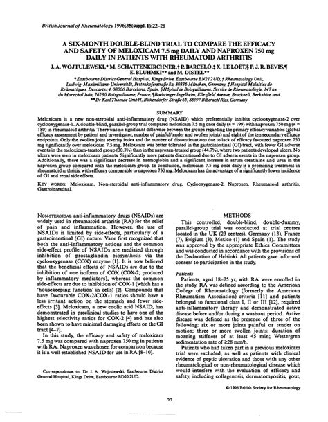 (PDF) A Six-Month Double-Blind Trial to Compare the Efficacy and Safety of Meloxicam 7.5 mg ...