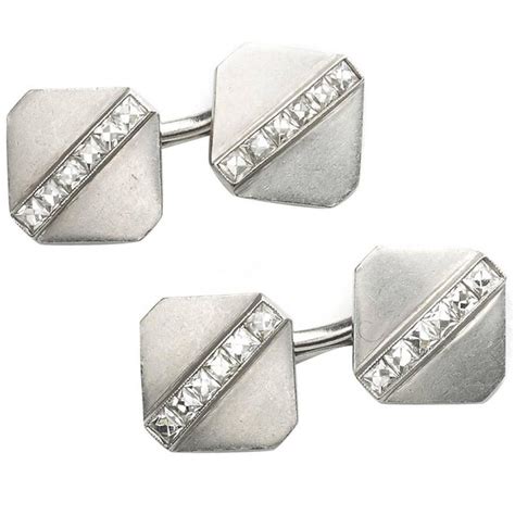 Tiffany Diamond Platinum Cufflinks For Sale at 1stdibs