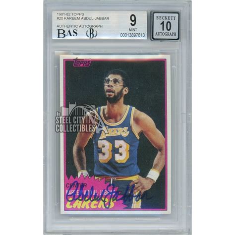 Kareem Abdul-Jabbar 1981-82 Topps Autographed Card #20 BGS 9 BAS 10 ...