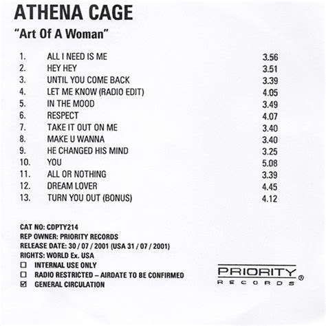 Athena Cage – Art Of A Woman (2001, CDr) - Discogs