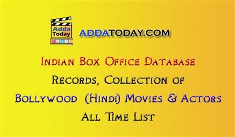 Box Office India Database, Collection and Records of Bollywood (Hindi) Movies and of Actors