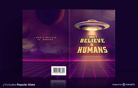 Realistic Alien Spaceship Book Cover Design Vector Download