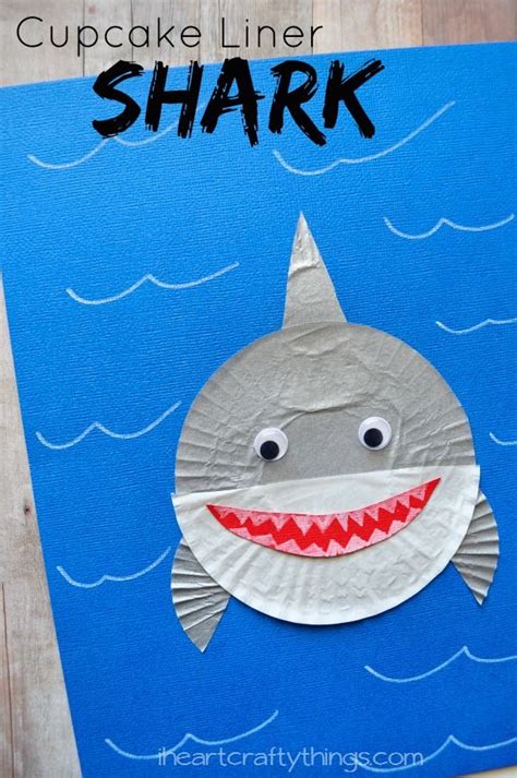 Cupcake Liner Shark Kids Craft | Ocean kids crafts, Crafts for kids, Crafts