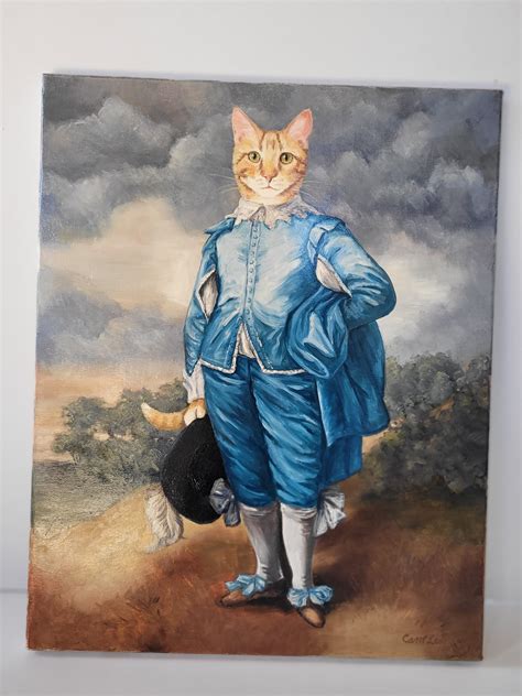 16x20" Orange Cat Oil Painting, "Blue Boy" Unframed - Old World Pet Portraits