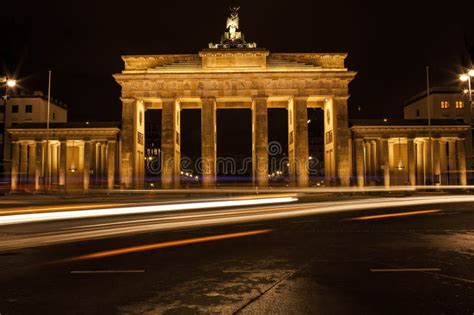 Brandenburg Gate at night stock photo. Image of landmark - 260111528