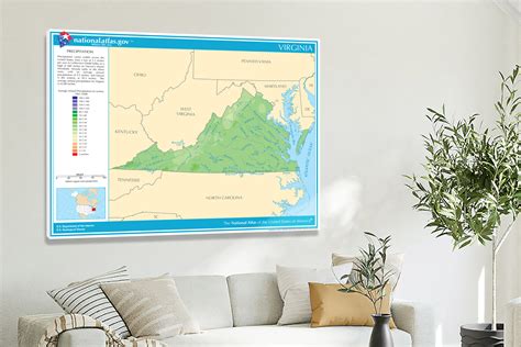 Virginia-Annual Precipitation Map, 2022 - Canvas Wrap