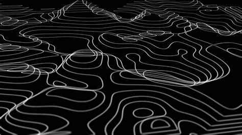 Abstract animated outline topographic contour map. Moving waves on ...