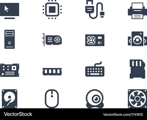 Computer hardware icons Royalty Free Vector Image