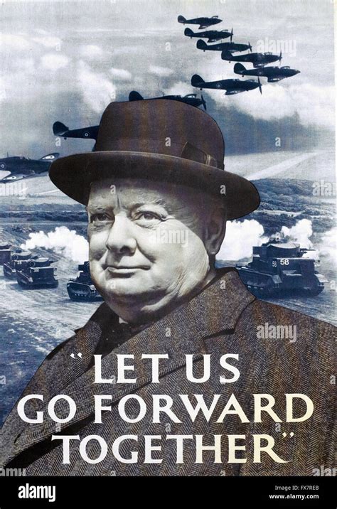 Churchill - World War II - british propaganda Poster Stock Photo - Alamy