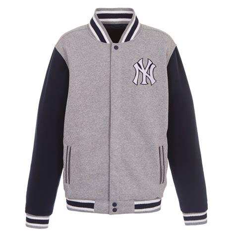 New York Yankees Two-Tone Reversible Fleece Jacket - Gray/Navy | J.H ...