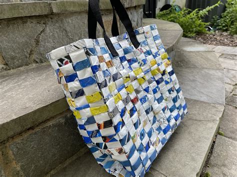 Chip bag crafts: Empty chip bags get new life as a grocery bag