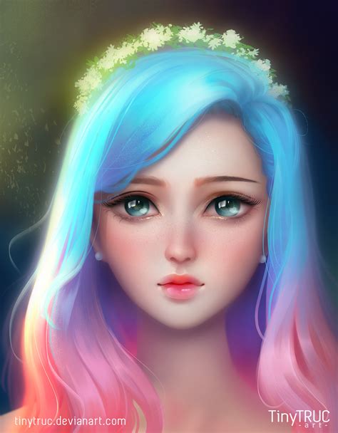 Rainbow Beauty by TinyTruc | Digital art girl, Anime art beautiful ...